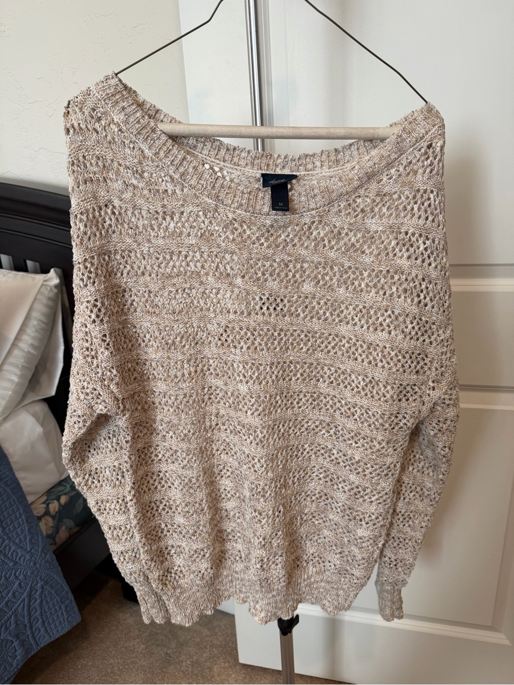 Daytrip Open-Knit Scoop Neck Sweater in Light Beige